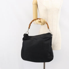 Gucci Vintage Bamboo Handle Open Hobo Nylon