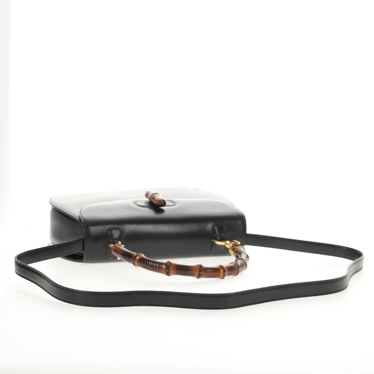 Gucci Vintage Convertible Bamboo Top Handle Bag Leather
