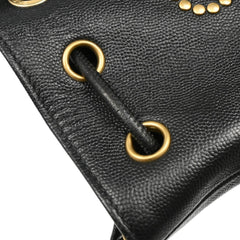Chanel Deauville Drawstring Bucket Bag Studded Caviar