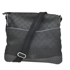 Gucci Zip Messenger Bag GG Canvas with Perforated Leather