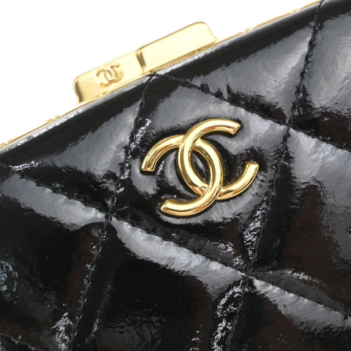 Chanel Framed Box Clutch with Chain Quilted Patent