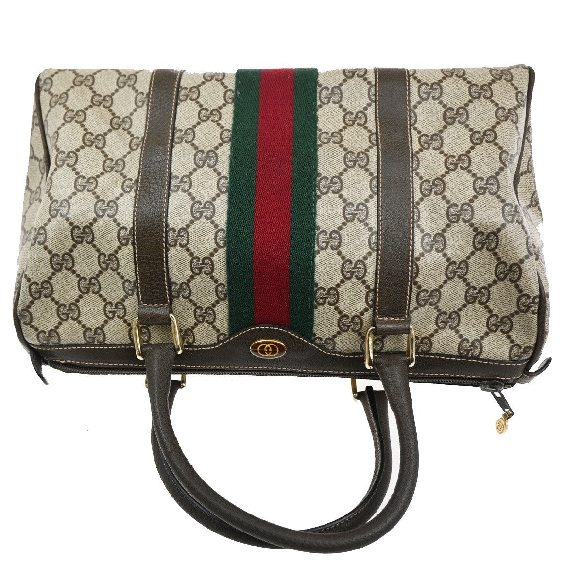 Gucci Vintage Web Boston Bag GG Coated Canvas