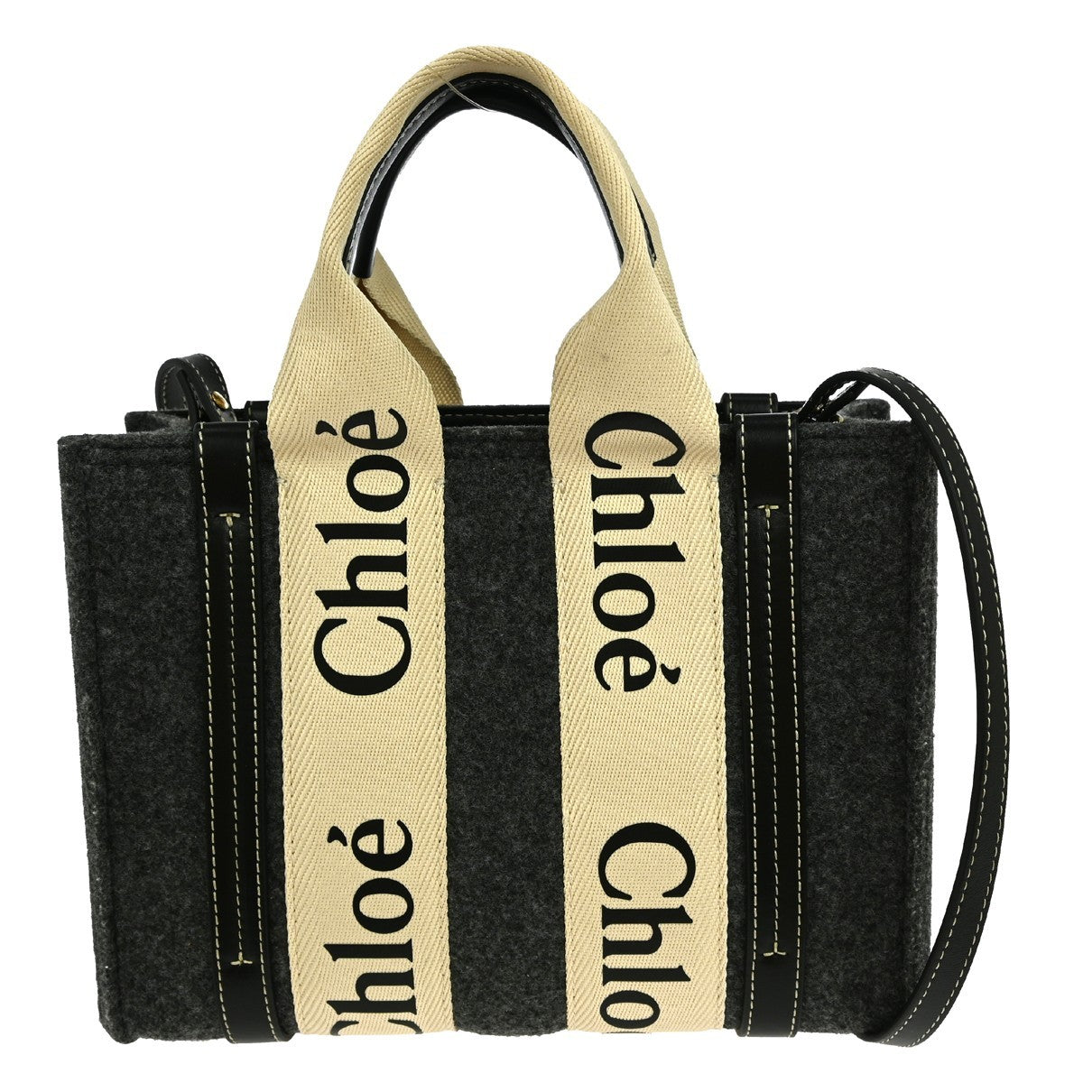 Chloe Woody Convertible Tote Recycled Felt with Leather and Canvas