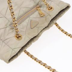 Prada Chain Front Zip Tote Quilted Tessuto