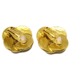 Chanel Clover Round Clip-On Earrings Metal