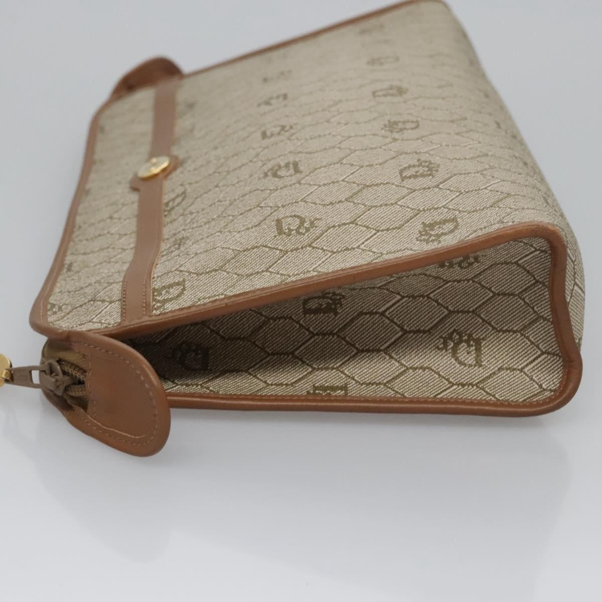Christian Dior Vintage Honeycomb Zip Pouch Coated Canvas