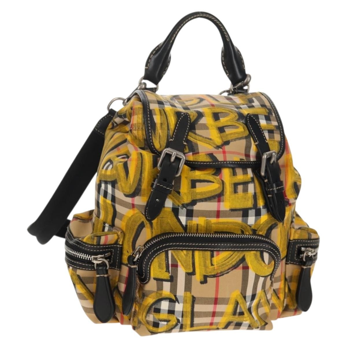 Burberry Graffiti Rucksack Backpack Vintage Check Canvas