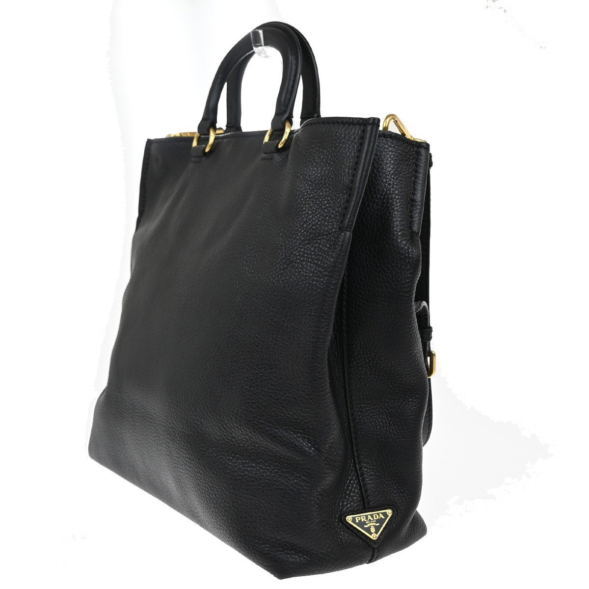 Prada Embossed Logo Convertible Open Tote Vitello Daino