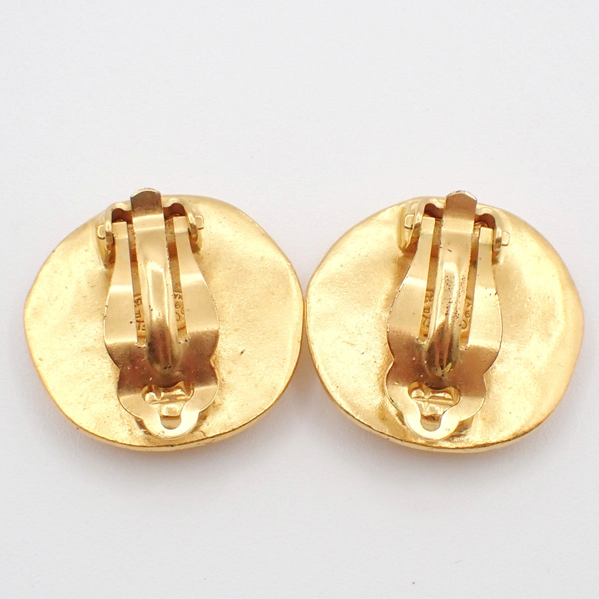 Chanel Vintage CC Round Clip-On Earrings Metal