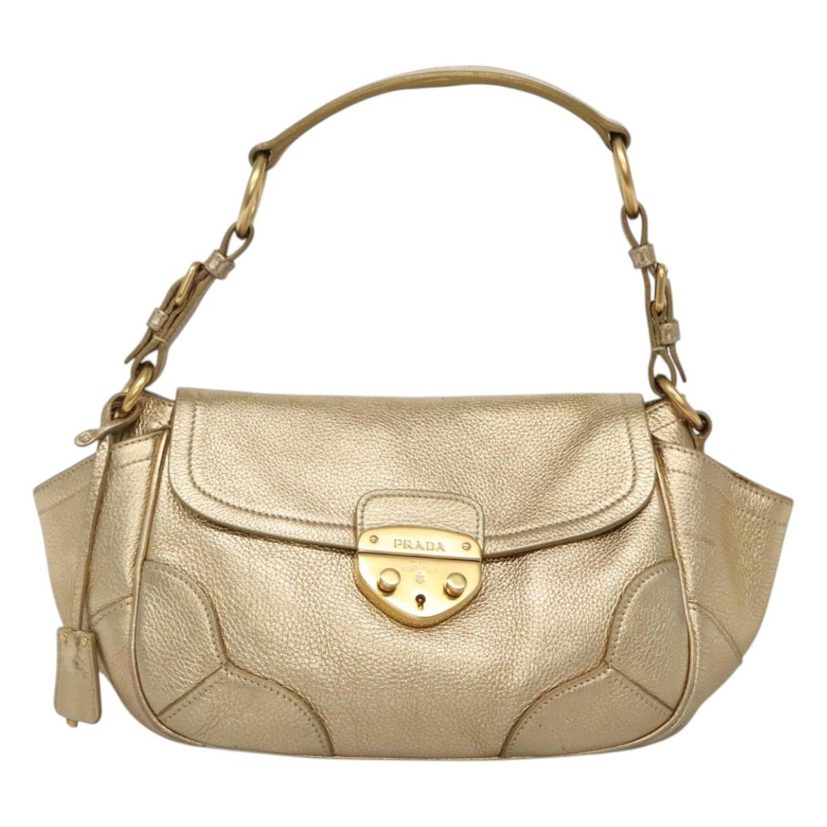 Prada Antic Pushlock Shoulder Bag Leather