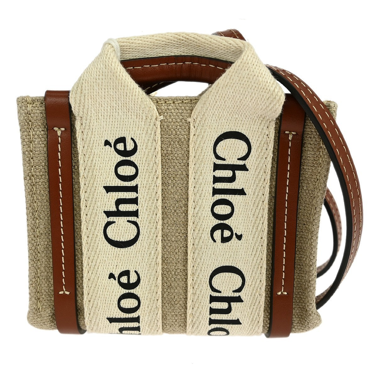 Chloe Woody Convertible Tote Canvas with Leather