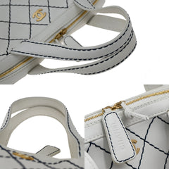 Chanel Surpique Zip Around Satchel Quilted Leather