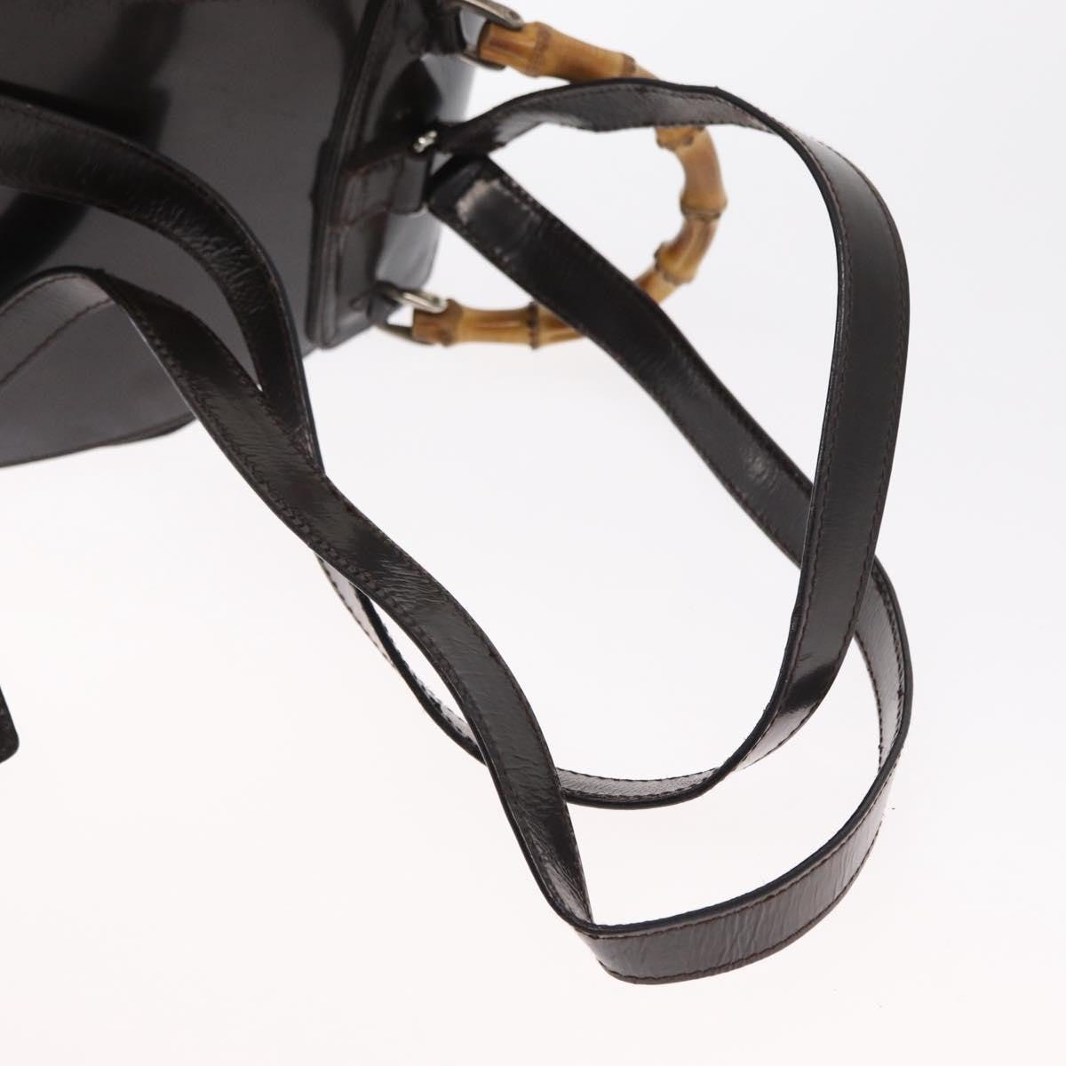 Gucci Vintage Bamboo Backpack Nylon and Patent Leather