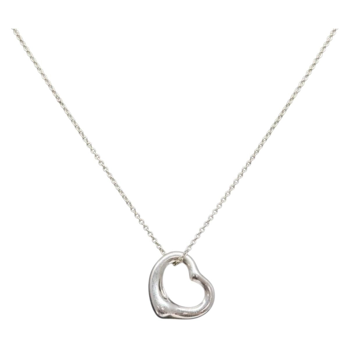 Tiffany & Co. Elsa Peretti Open Heart Pendant Necklace Sterling Silver