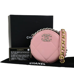 Chanel 19 Round Clutch with Chain Quilted Leather