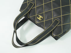 Chanel Surpique Tote Quilted Leather