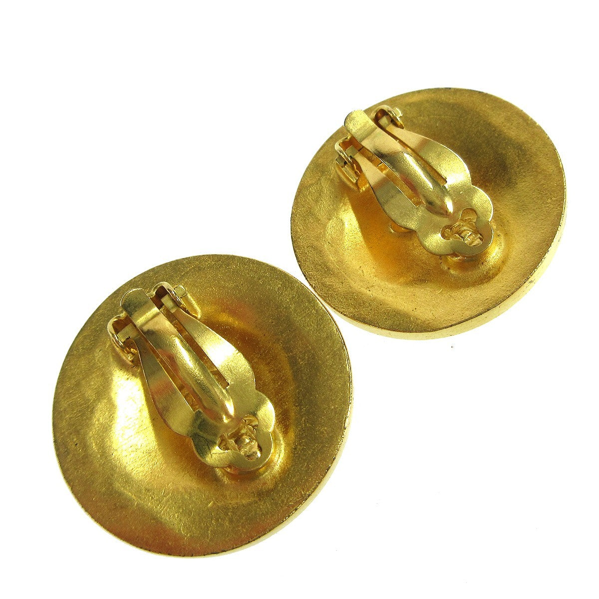 Chanel Vintage Round CC Clip-On Earrings Metal