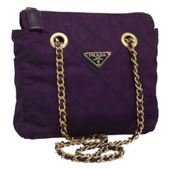 Prada Chain Shoulder Bag Quilted Tessuto