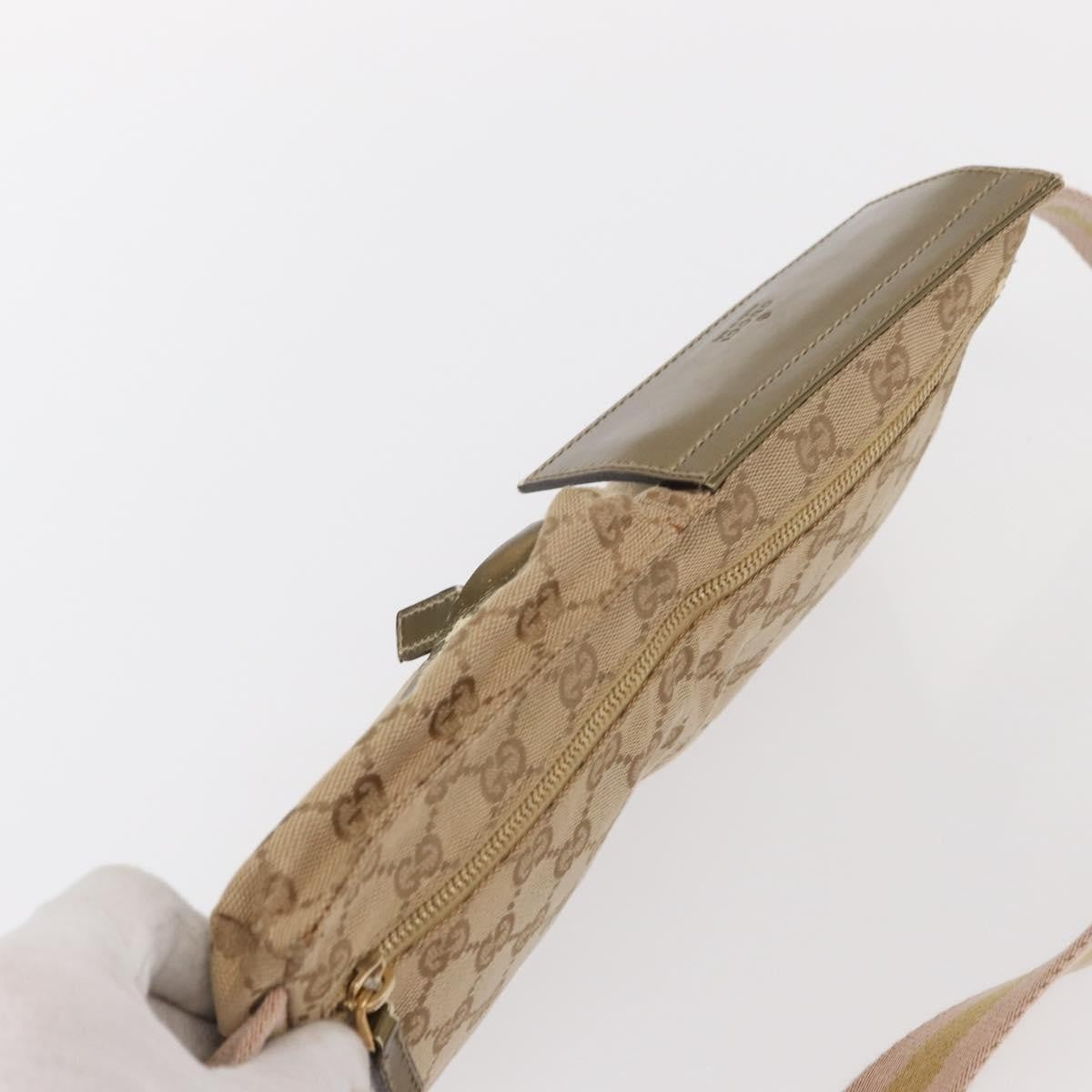 Gucci Vintage Double Belt Bag GG Coated Canvas with Leather