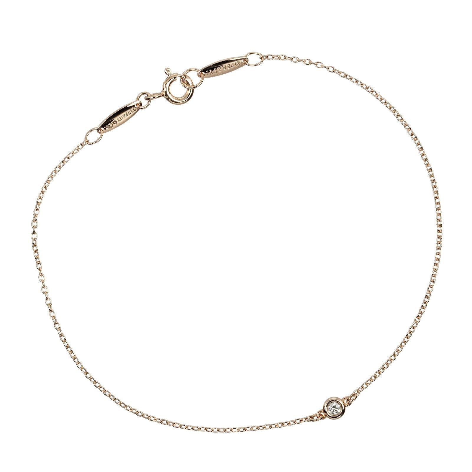 Tiffany & Co. Elsa Peretti Diamonds by the Yard 3 Stone Bracelet 18K Rose Gold with Diamonds