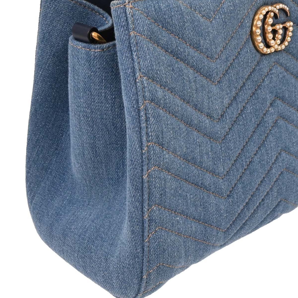 Gucci Pearly GG Marmont Tote Matelasse Denim
