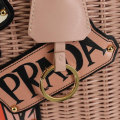Prada Comic Basket Bag Wicker with Applique