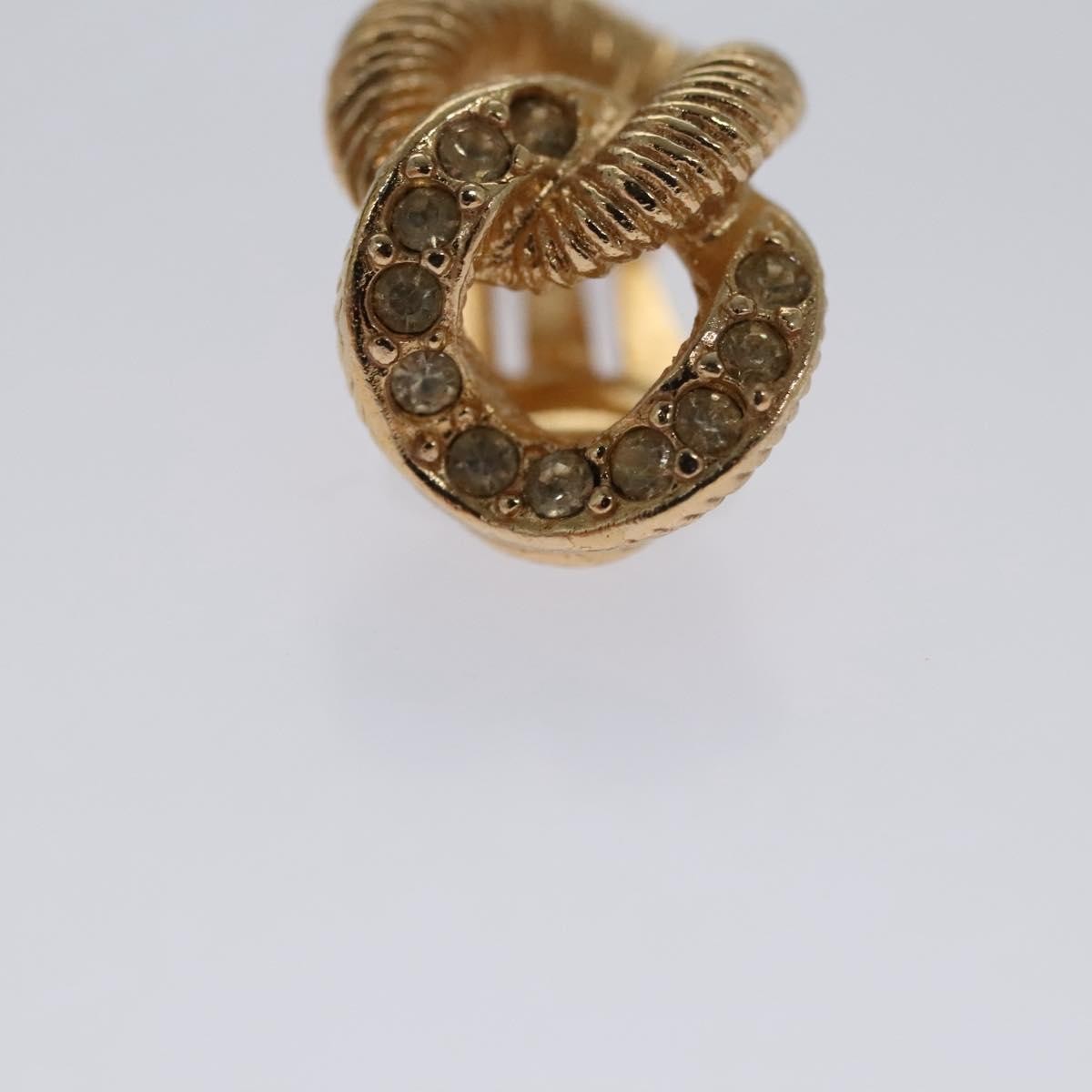 Christian Dior Vintage Chain Link Clip-On Earrings Metal with Crystals