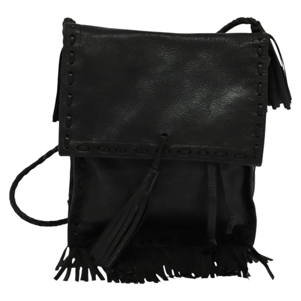 Prada Fringe Flap Crossbody Bag Leather