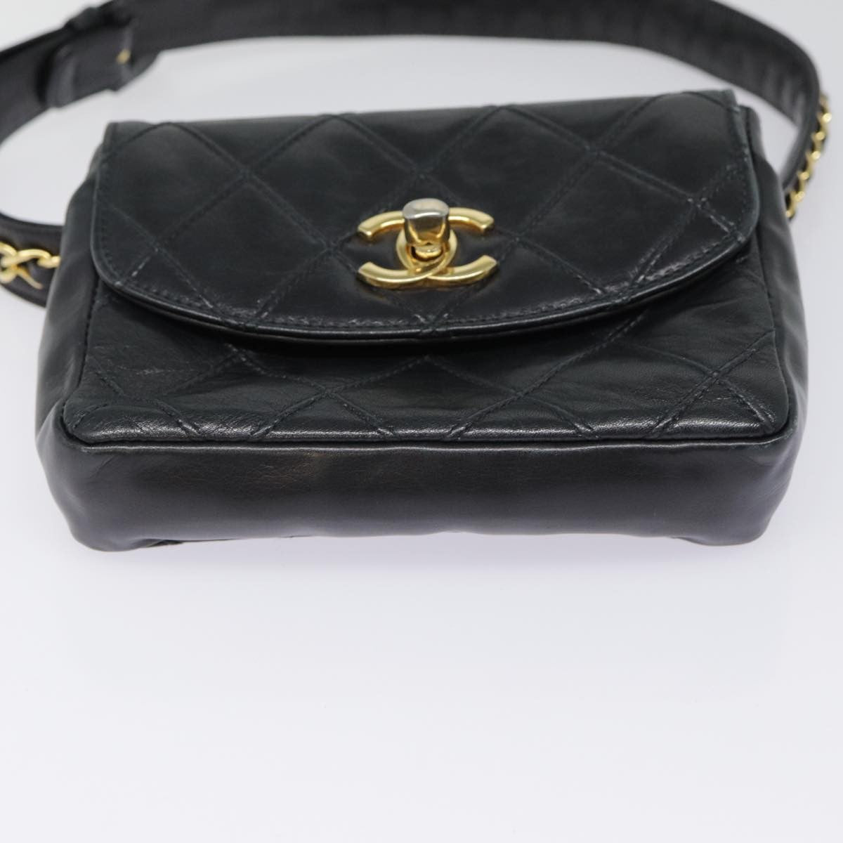 Chanel Waist Belt Bag Quilted Shiny Calfskin