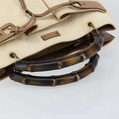 Gucci Bamboo Front Pocket Tote Canvas