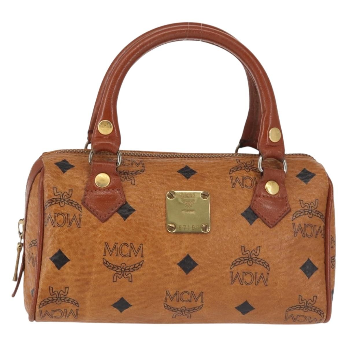 MCM Visetos Handbag Canvas and Leather