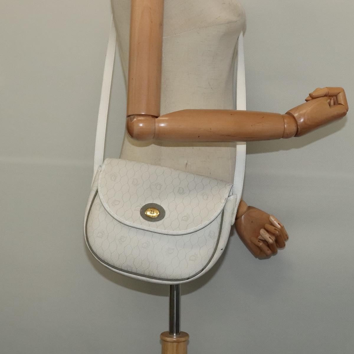 Christian Dior Vintage Honeycomb Flap Crossbody Bag Coated Canvas