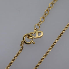 Christian Dior Logo Heart Pendant Necklace Metal with Crystal