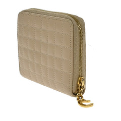 Celine C Charm Zip Around Wallet Quilted Leather