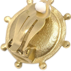 Chanel Vintage Round Clip-On Earrings Metal with Faux Pearl