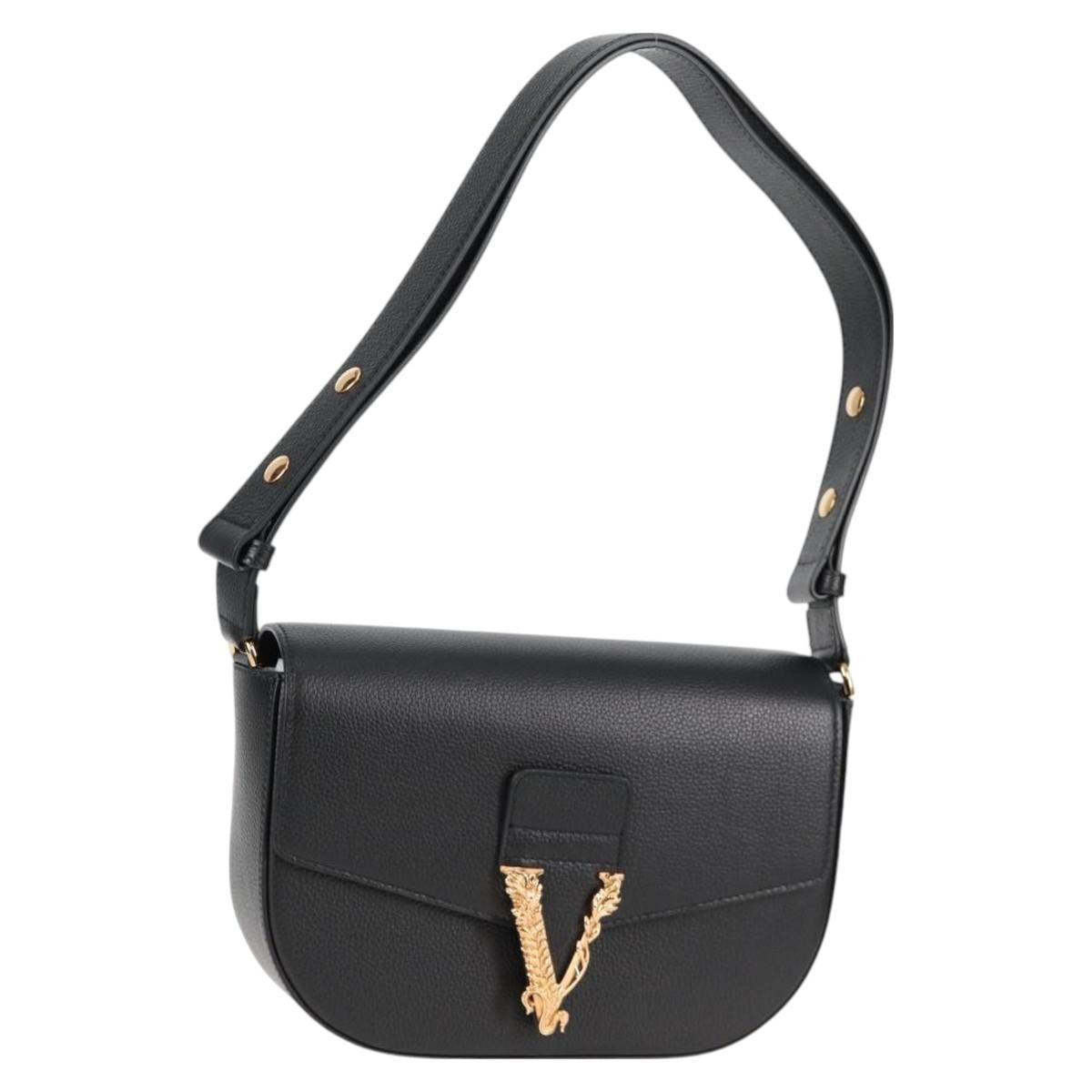 Versace Virtus Flap Messenger Bag Leather