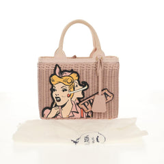 Prada Comic Basket Bag Wicker with Applique