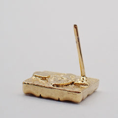 Chanel CC Square Stud Earrings Metal with Enamel