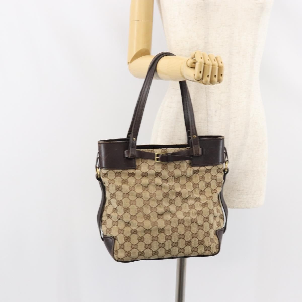 Gucci Belted Bucket Tote GG Canvas with Leather