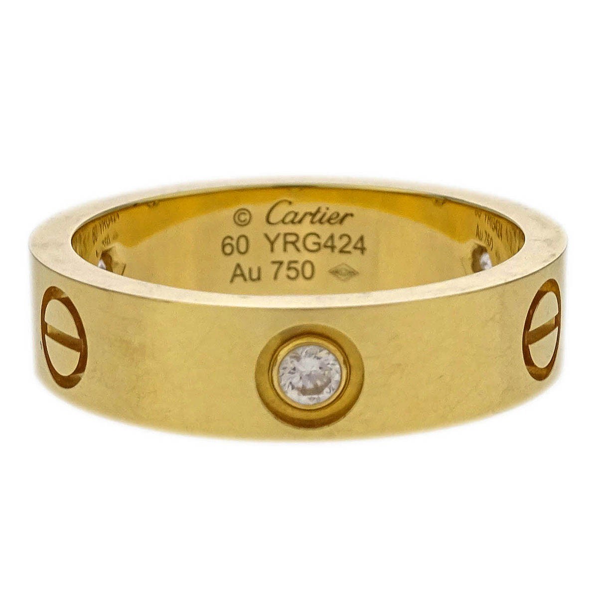 Cartier Love Wedding Band 1 Diamond Ring 18K Yellow Gold with Diamond