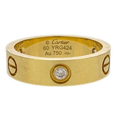 Cartier Love Wedding Band 1 Diamond Ring 18K Yellow Gold with Diamond