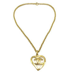Chanel CC Heart Pendant Necklace Metal