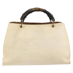Gucci Bamboo Front Pocket Tote Canvas