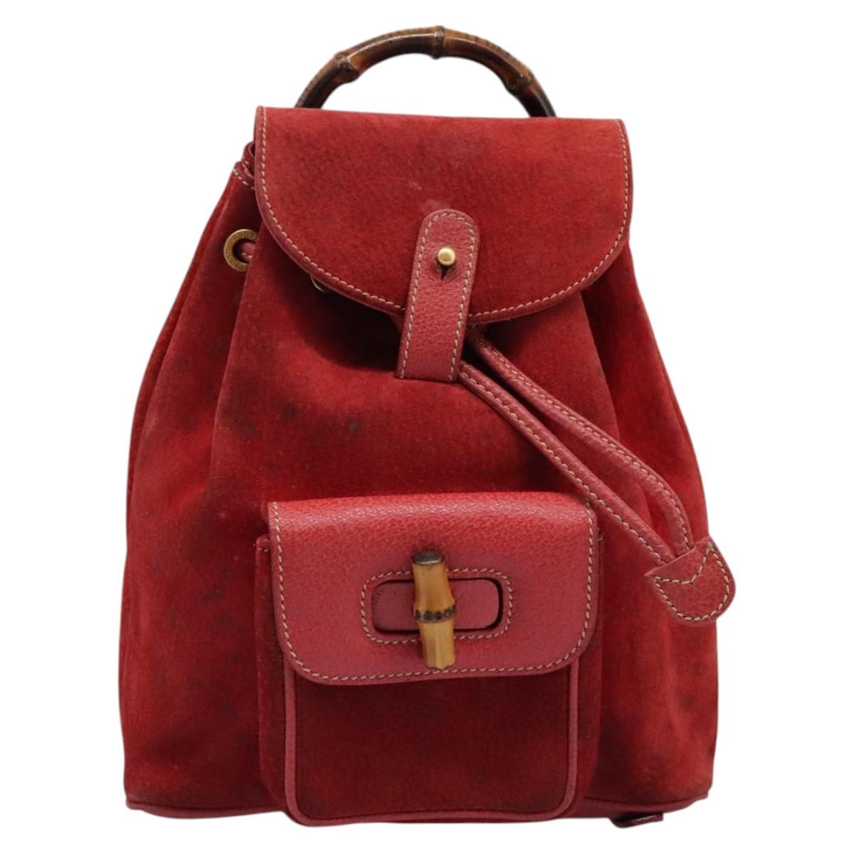 Gucci Vintage Bamboo Backpack Suede