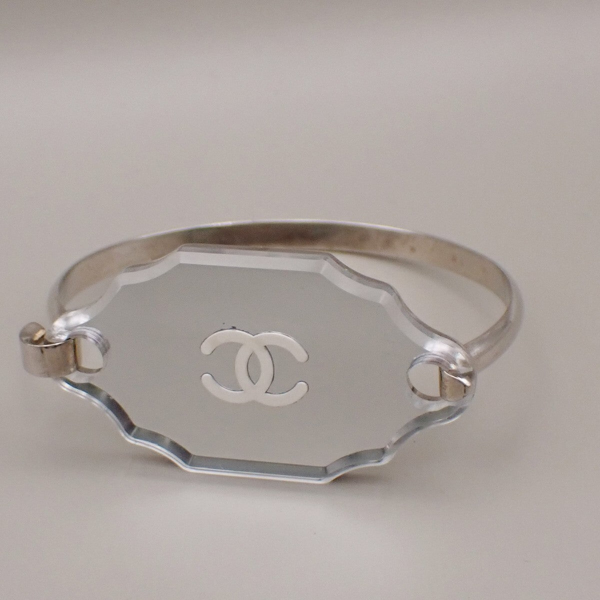Chanel CC Logo Mirror Bangle Bracelet Metal and Plastic