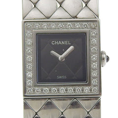 Chanel Matelasse Quartz Watch Stainless Steel with Diamond Bezel