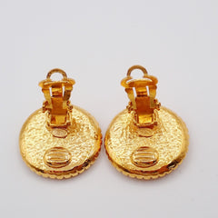 Chanel Vintage Round CC Clip-On Earrings Metal