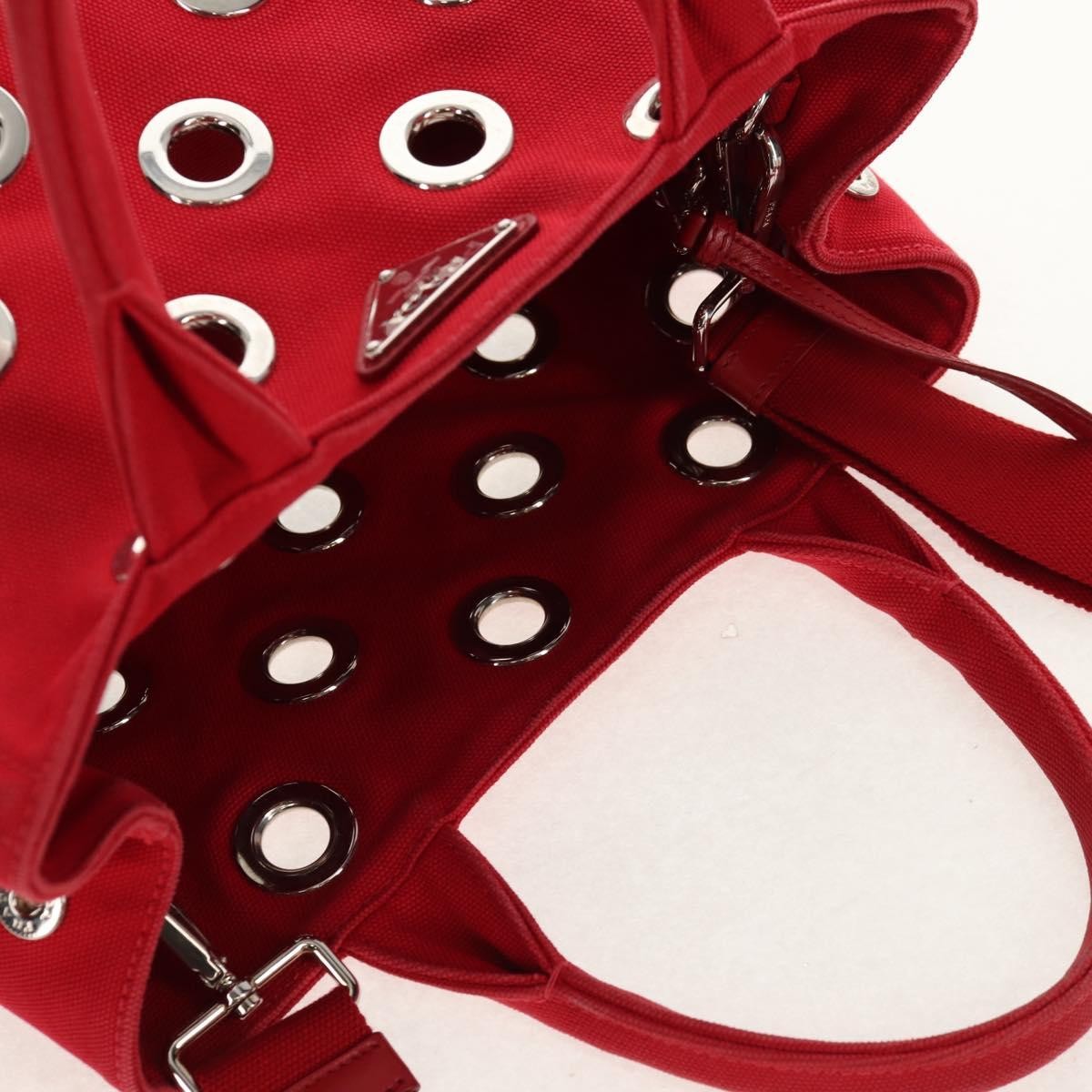 Prada Canapa Convertible Tote Grommet Embellished Canvas