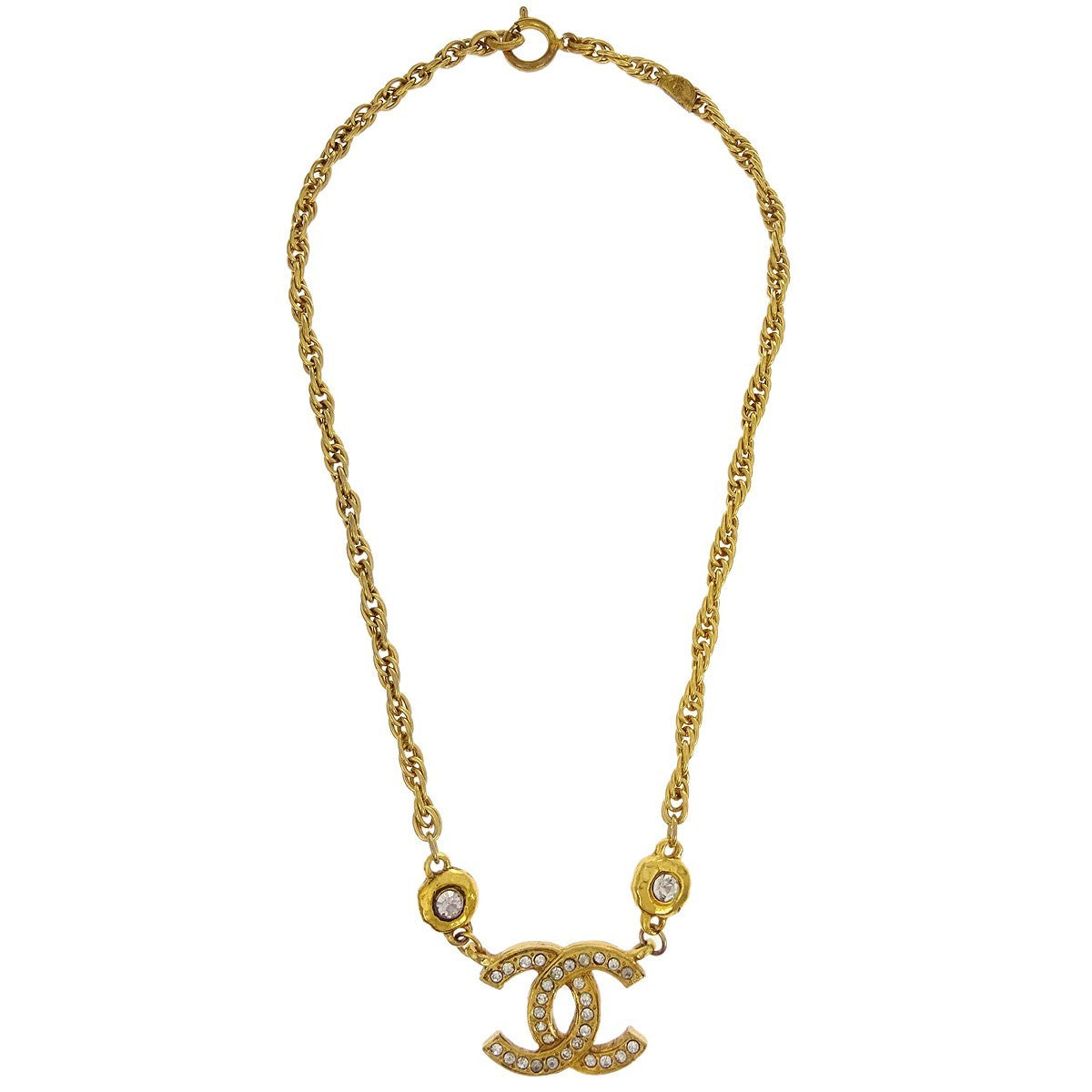 Chanel Multistrand CC Logo Necklace Metal with Crystals