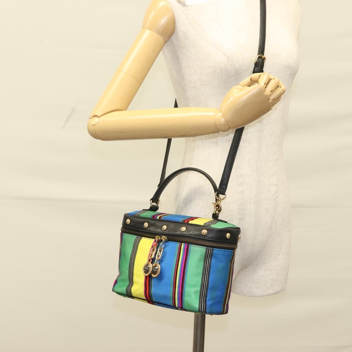 Versace Vanity Hand Bag Canvas and Leather